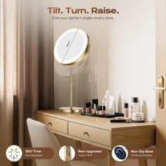 Dienmern lighted makeup mirror provides stepless brightness for adaptive lighting.