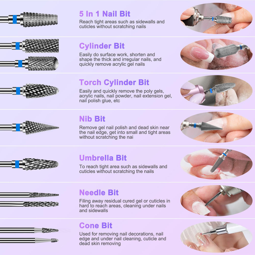 Diesisa included nail drill bit brush for easy cleaning