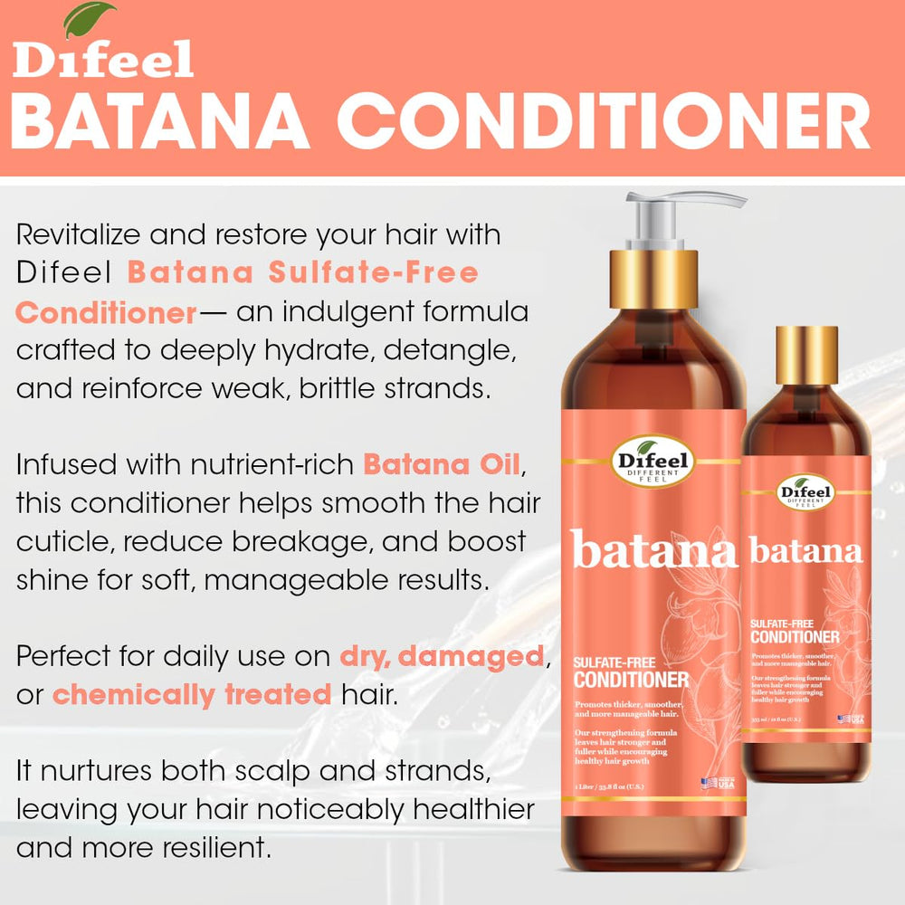 Before and after hair texture with Difeel Batana Conditioner