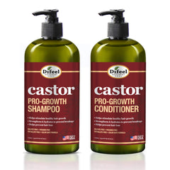 Difeel Castor Pro-Growth Conditioner bottle pump nourishes and helps minimize breakage for smoother hair.