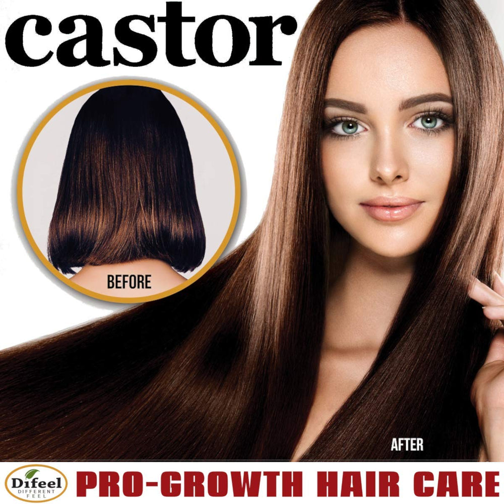 Difeel Castor Pro-Growth Shampoo foamy lather on hair indicates a moisturizing cleanse.