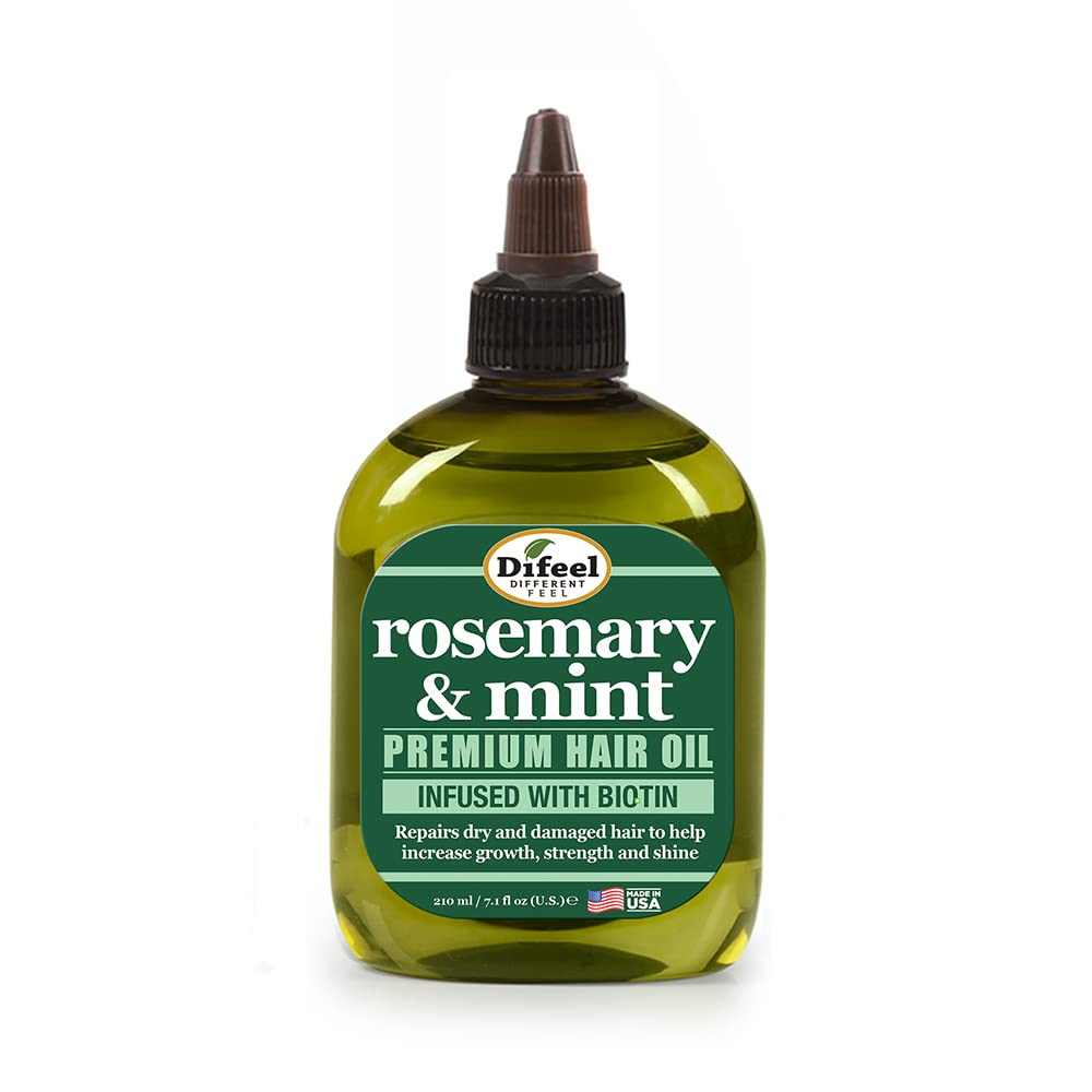 Difeel Rosemary & Mint Hair Oil texture close-up demonstrates light, non-greasy moisture.