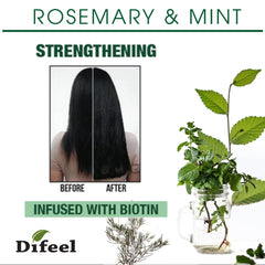 Difeel Rosemary Mint Oil being applied to hair strands
