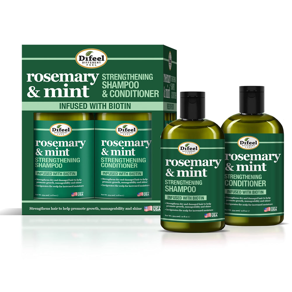 Difeel Rosemary Mint Shampoo bottle offers refreshing cleansing with rosemary and mint blend.