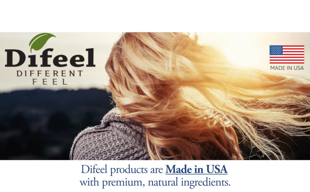 Difeel hair care illustration emphasizes growth support and scalp nourishment