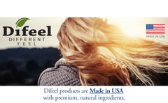 Difeel USA-made label on shampoo highlights clean, premium formula.