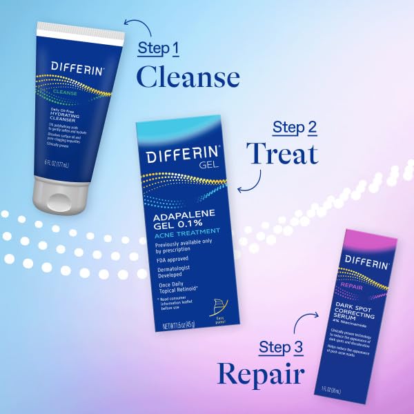 Differin citric acid symbol, surface renewal for luminous skin.