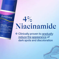 Differin serum shown with makeup routine, easy to layer prior to makeup.