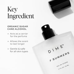 DIME 7 Summers base notes image featuring amber woods and musk for warmth.