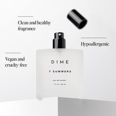 DIME 7 Summers eco packaging image emphasizing USA-made clean ingredients.