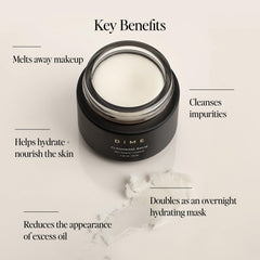 DIME Beauty Cleansing Balm applied on dry face with circular massage to cleanse skin.