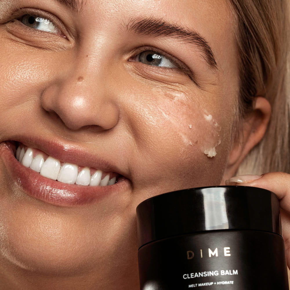 DIME Beauty Cleansing Balm used as overnight mask for extra hydration and glow.