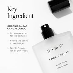 DIME Core Memory Perfume cedarwood base adds warm depth