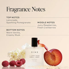 DIME Beauty I Love Your Smell Baby cap detail, easy spray for all-day aroma.