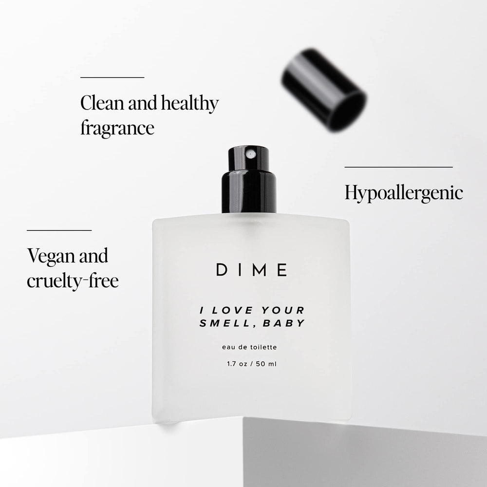 DIME Beauty I Love Your Smell Baby label, clean vegan and cruelty-free promise.