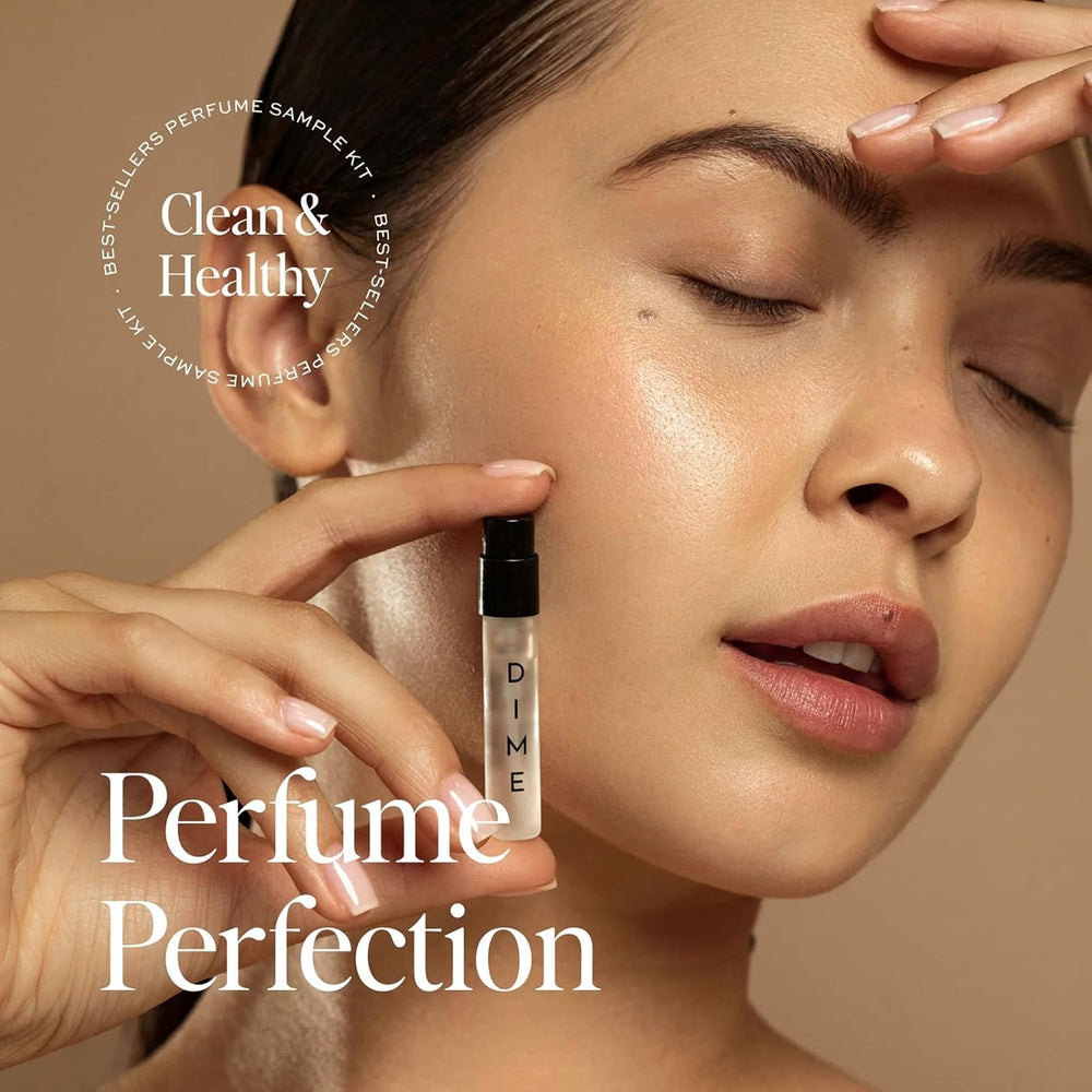 DIME Beauty perfume sampler in purse ready for quick fragrance refresh