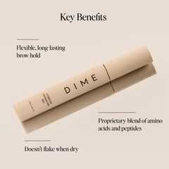 DIME Eyebrow Enhancing Gel with brush application for precise, flexible hold.