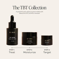 DIME TBT Eye Cream close-up indicating silky formula and potential plumpness.