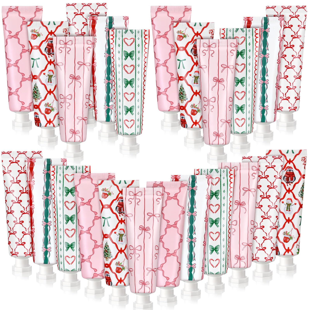 Dimsile pink bow hand cream nourishes skin with natural ingredients.