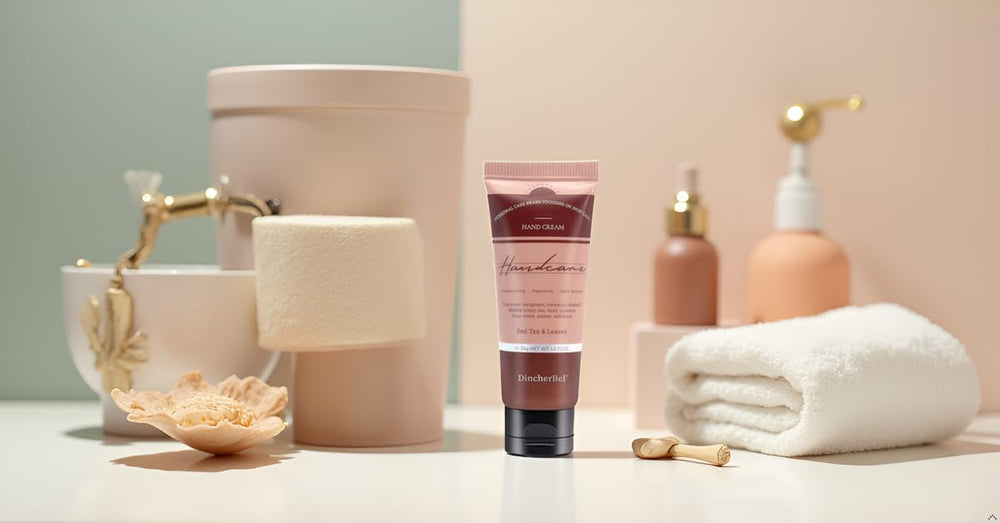 DincherBel fragrance note red tea leaves image conveys a fresh, light scent after use.