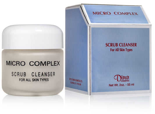 Dinur Cosmetics Micro Complex Deep Scrub with Dead Sea sand close-up promoting gentle exfoliation.
