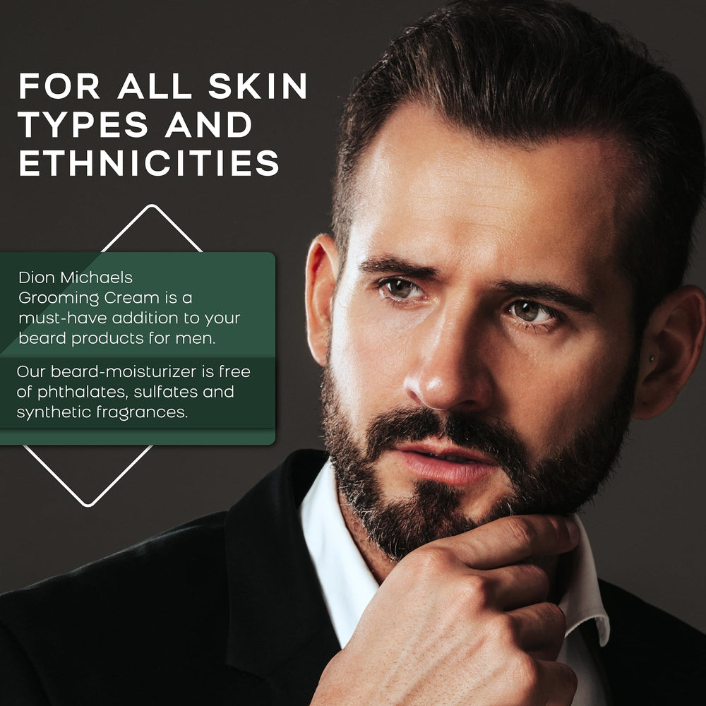 Dion Michaels daily grooming routine shot with cream and balm