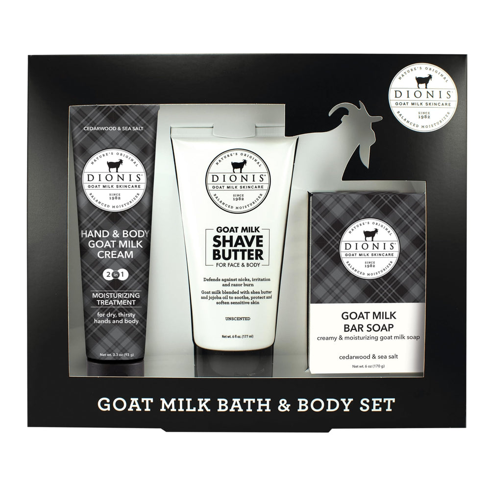 Dionis cedarwood and sea salt bath and body 3pc gift set for grooming