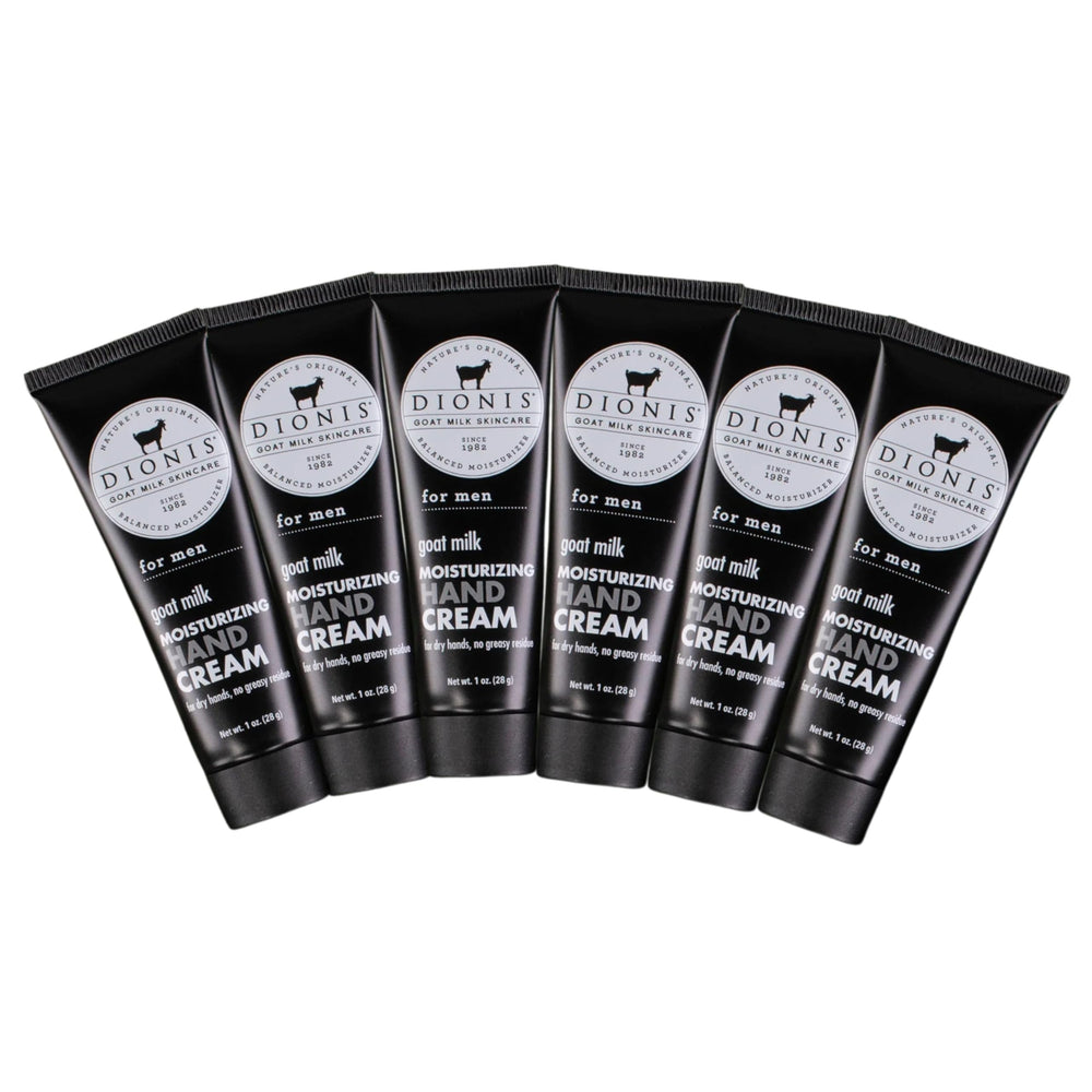 Dionis goat milk hand cream pack6 box showing six tubes for everyday use.
