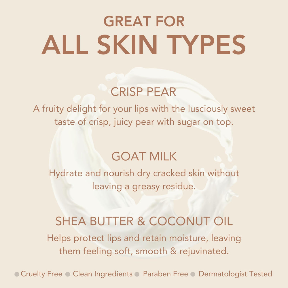 Dionis Goat Milk Lip Balm Crisp Pear 3-pack travel-ready edition invites on-the-go moisture