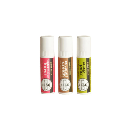 Dionis Goat Milk Lip Balm Fruity & Delicious 3-pack with varied flavors