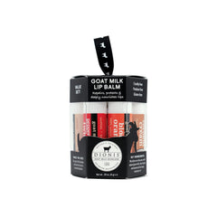 Dionis Goat Milk Lip Balm ornament set packaging, gift-ready moisture for cold weather.
