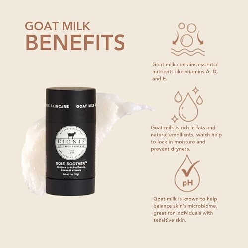 Application closeup of Dionis Goat Milk Sole Soother Balm delivering moisture to dry heels