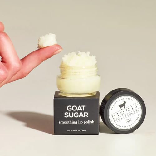 Goat milk ingredients closeup emphasize nourishing minerals for lip care.
