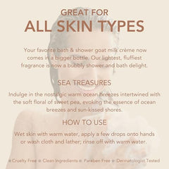 Dionis Sea Treasures display showing cruelty-free, paraben-free formulation.