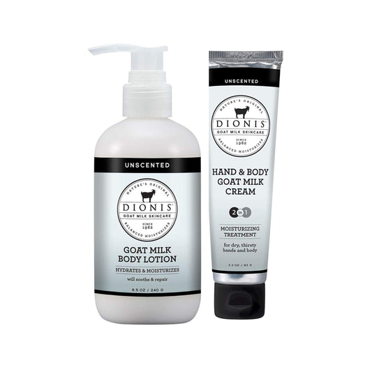 Dionis unscented body lotion bottle delivers fragrance-free hydration for sensitive skin