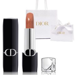 Dior Rouge Couture lipstick packaging with silver logo signaling timeless luxury.