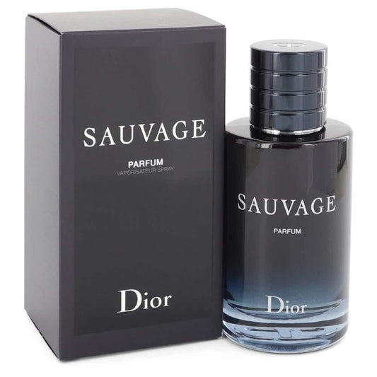 Dior Sauvage Parfum Spray 2 oz bottle closeup highlighting premium cap and sleek design