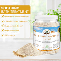 Ingredient panel highlights 100% natural, fragrance-free oat formula.