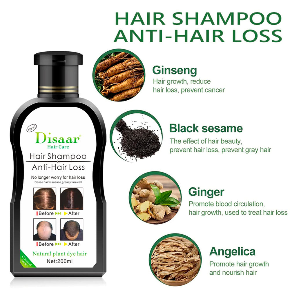 DISAAR Beauty shampoo label detail highlighting plant-based ingredients
