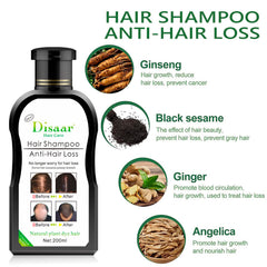 DISAAR Beauty shampoo label detail highlighting plant-based ingredients