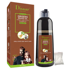 DISAAR Beauty Speedy Hair Color Shampoo gray coverage in action for natural brown shade