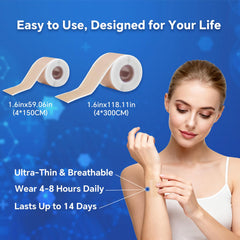 Discoliner waterproof breathable scar tape highlights protection during showers or swims.