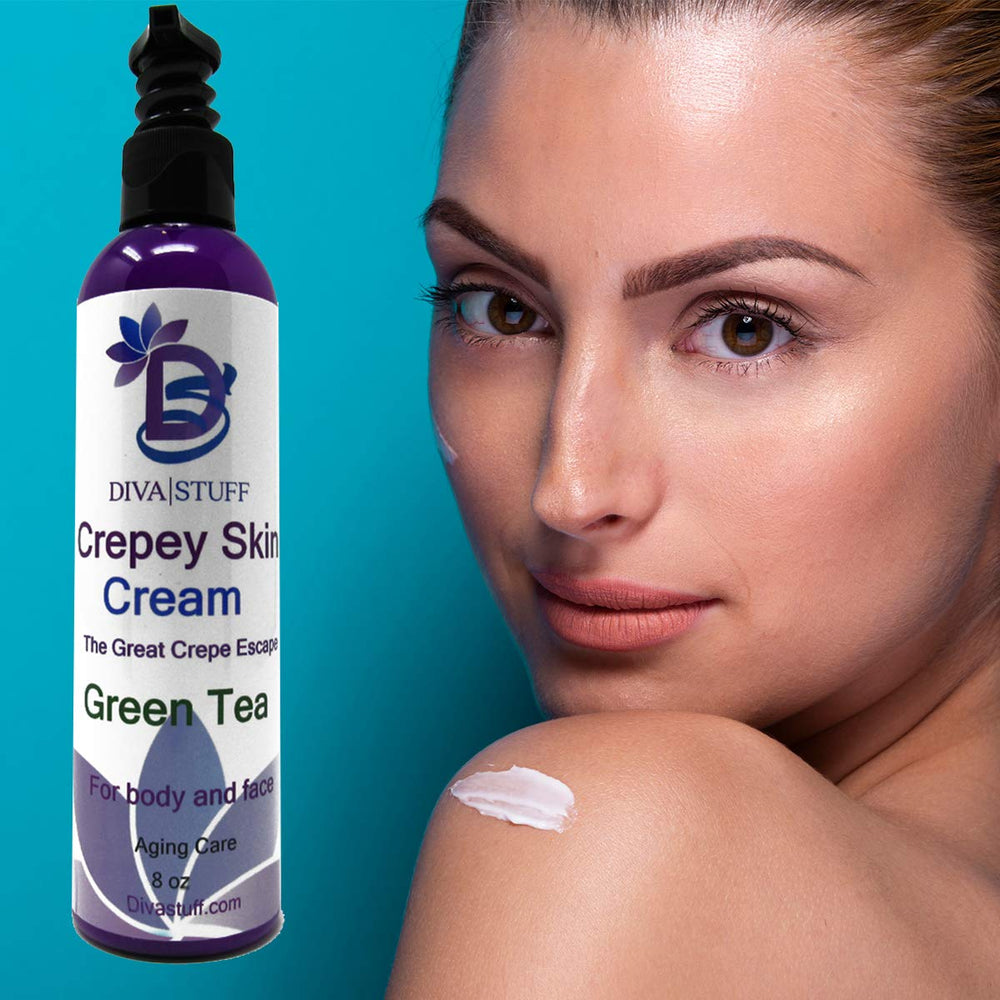 Diva Stuff crepey-skin-cream texture closeup reveals rich hydrators on the skin.