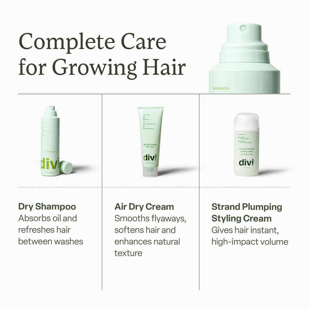 Divi Dry Shampoo packaging and pump nozzle appears travel-friendly.