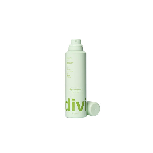 Divi Dry Shampoo spray bottle front view for quick refresh between washes.