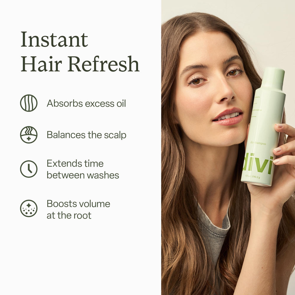 Divi Dry Shampoo Spray nozzle enabling precise application for lift.