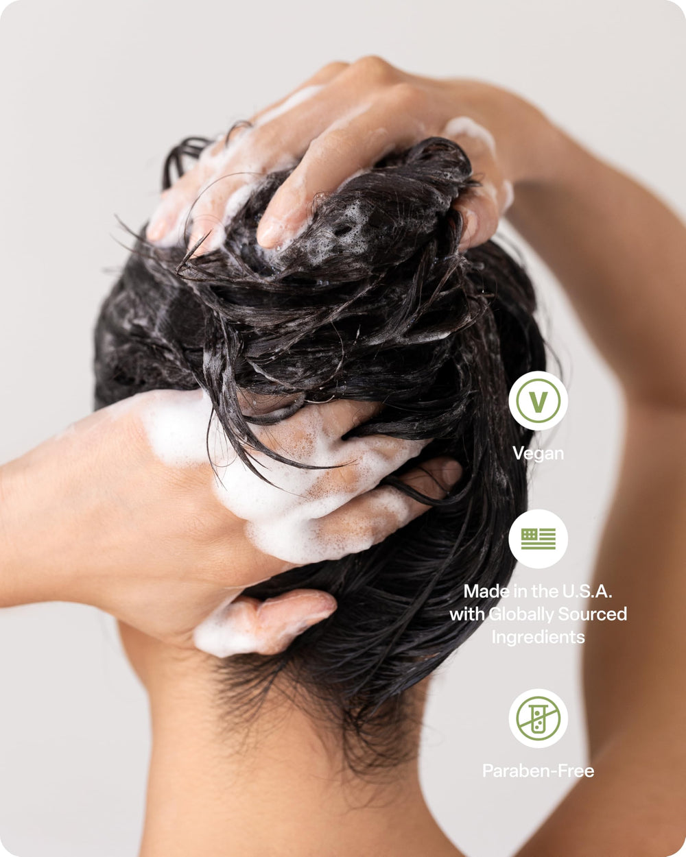Divi ingredients label featuring postbiotics, green tea, and glucosamineBenefits for scalp care.