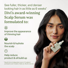 Divi Scalp Serum caffeine ingredient visual representing hair health boost.
