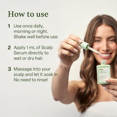 Divi Scalp Serum water-based, no-residue claim visual for cleanliness.