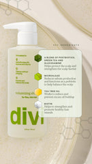 Divi shampoo lather close-up demonstrating rich cleansing action.